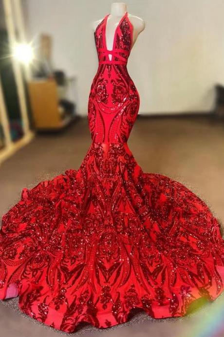 vestidos de gala red sparkly applique evening dresses long luxury mermaid elegant formal party dresses vestidos de noche