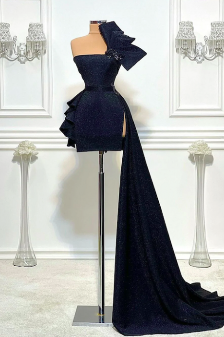 black evening dresses short one shoulder sparkly sequin mermaid cheap formal dresses abendkleider vestidos de fiesta 
