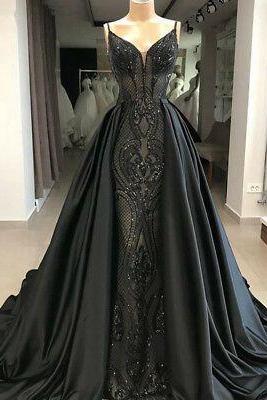 vintage prom dresses with overskirt black sequin applique elegant luxury cheap prom gown robes de cocktail vestidos de fiesta 