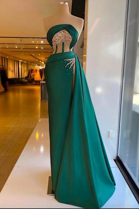 vestidos de gala lace applique green prom dresses long strapless mermaid elegant cheap prom gown abendkleider 2022 women fashion 2023 formal dresses 