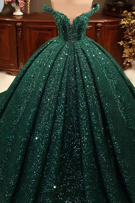 sparkly luxury prom dresses ball gown sequin lace applique elegant princess custom make prom gown vestidos de graduacion 