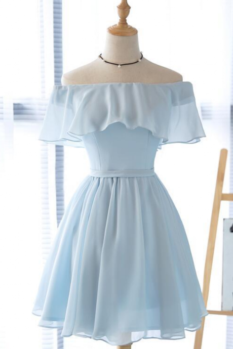 chiffon cheap prom dresses short homecoming dresses blue a line cocktail party dresses 