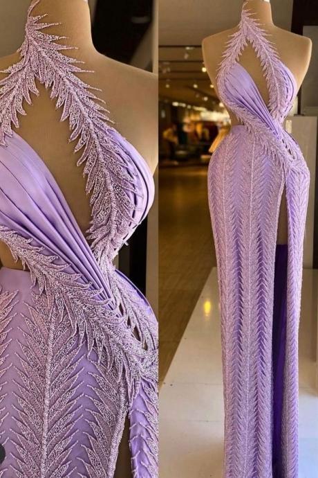 vestidos de gala one shoulder purple prom dresses long lace applique mermaid elegant cheap prom gown vestidos de fiesta