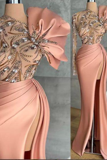 One Shoulder Luxury Evening Dresses For Women Beaded Applique Elegant Modest Mermaid Prom Dresses Custom Make Abendkleider
