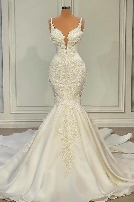 Robe De Mariage Mermaid Lace Applique Wedding Dresses For Bride Modest Elegant Simple Luxury Bridal Dresses Vestidos De Novia