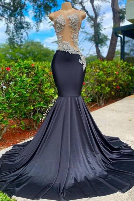 Vestidos De Fiesta Black Beaded Evening Dresses Long Modest Mermaid Elegant Sleeveless Custom Make Formal Occasion Dresses Abendkleider