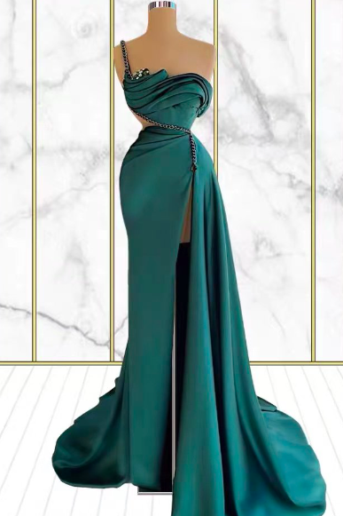 Beaded Elegant Evening Dresses Long Abendkleider Green Formal Party Dresses Vestidos De Fiesta De Longo