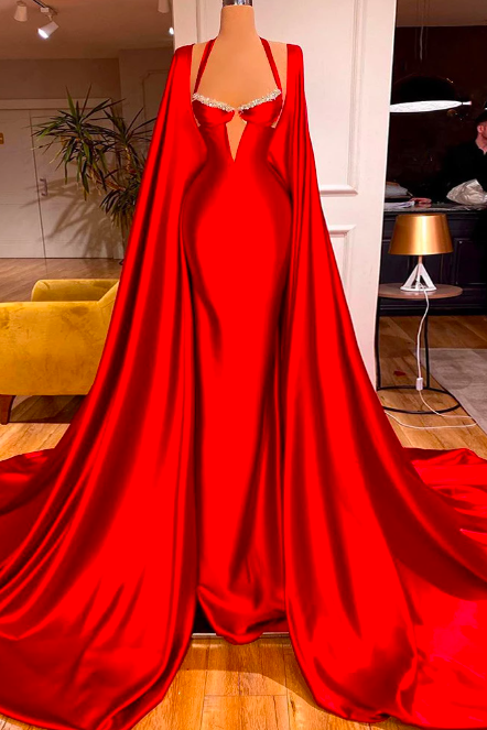 Muslim Prom Dresses 2023 Red Beaded Elegant A Line Simple Prom Gown 2024 Robes De Cocktail Vestidos De Fiesta