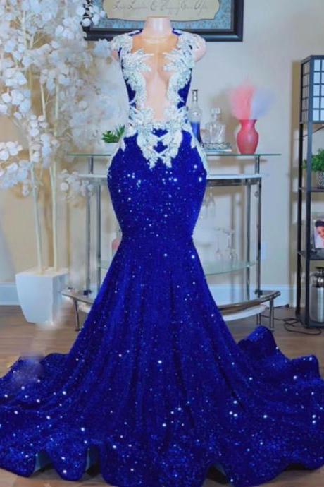 custom make modest prom dresses 2023 mermaid beaded applique sparkly sequined elegant formal occasion dress 2024 vestidos de fiesta robes de cocktail 