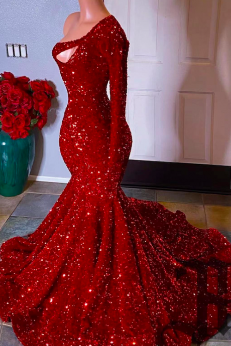 sparkly burgundy prom dresses vestidos de fiesta elegantes para mujer 2024 sequin glitter mermaid one shoulder prom gown vestido de fiesta de boda 2025
