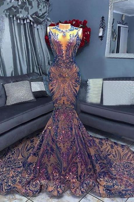 Formal Occasion Dresses Mermaid Purple Glitter Fashion Prom Dresses 2024 Black Girl Modest Elegant Sparkly Simple Prom Gown 2025 Abendkleider