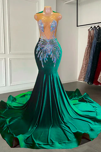 Vestidos De Fiesta Elegantes Para Mujer 2024 Modest Beaded Prom Dresses For Women Fashion Green Luxury Elegant Prom Gown Formal Wear 2025