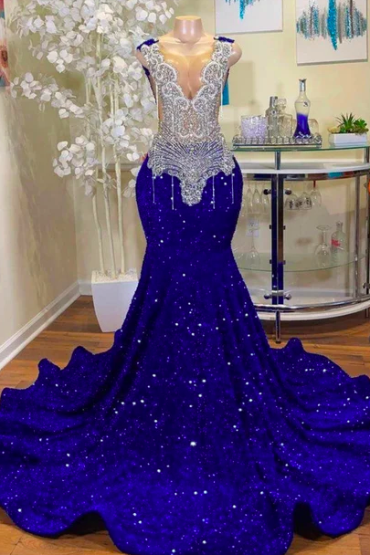 Glitter Luxury Prom Dresses for Women Fashion New Arrival Crystals Prom Gown O Neck Beaded Top Sequins Sparkly Party Dresses Vestidos De Gala Robes De Soiree