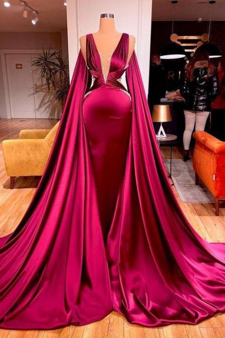 Elegant Prom Dresses 2023 Dubai Fashion Burgundy A Line Arabic Evening Dresses Vestidos De Fiesta 2024 Beaded V Neck Pleated Burgundy Formal