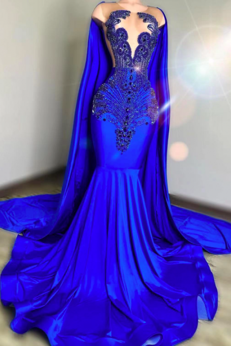 Muslim Dubai Fashion Prom Dresses 2024 Luxury Crystals Beaded Modest Evening Dresses 2023 With Cape Robes De Soiree Femme African Party Dresses
