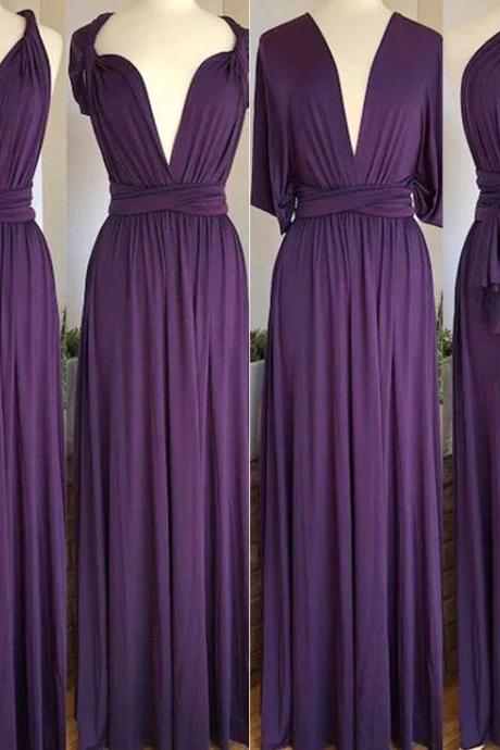 Wedding Party Dresses For Women Purple Infinite Bridesmaid Dresses Long Convertible Multi Wrapped Prom Dresses