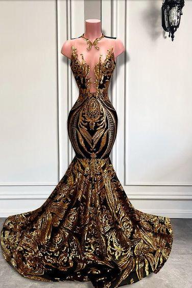 Vintage Black And Gold Prom Dresses 2024 Robes De Soiree Femme Elegant Luxury Evening Dresses 2025 Vestidos De Fiesta Sparkly Formal Occasion