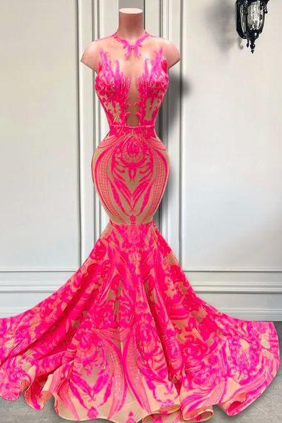 Pink Prom Dresses For Women Sexy Fashion Women Party Dresses Vestidos De Fiesta De Longo Custom Make Evening Gown Robes De Soiree Femme