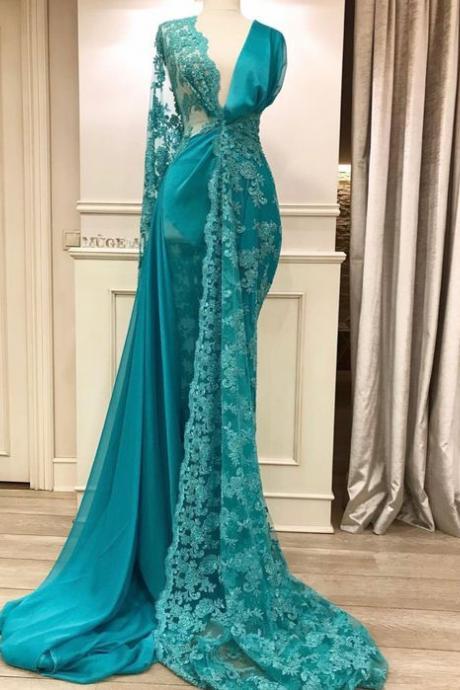 Muslim Arabic Prom Dresses 2024 Lace Applique Beaded Modest Formal Evening Gown 2025 Robes De Bal Vestidos De Fiesta