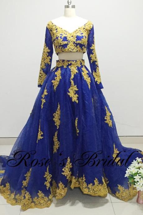vestido fiesta mujer muslim prom dresses 2022 lace aplique royal blue elegant 2 piece prom gown 2023 robes de cocktail