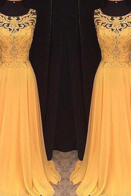 Abendkleider beaded prom dresses long chiffon a line simple applique orange prom gown robe de soiree femme 