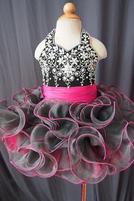 vestido daminha infantil glitz pageant little girl dresses tutu black cute kids prom dresses beaded tiered flower girl dresses party dresses 