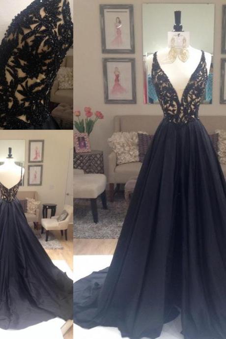 robe de bal vintage prom dresses long lace applique tulle black beaded elegant simple prom gowns formal party dress vestidos de gala