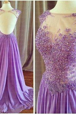 Abendkleider 2024 Purple Beaded Prom Dresses Long Chiffon Lace Applique Elegant Simple Prom Gown 2023 Robes De Cocktail