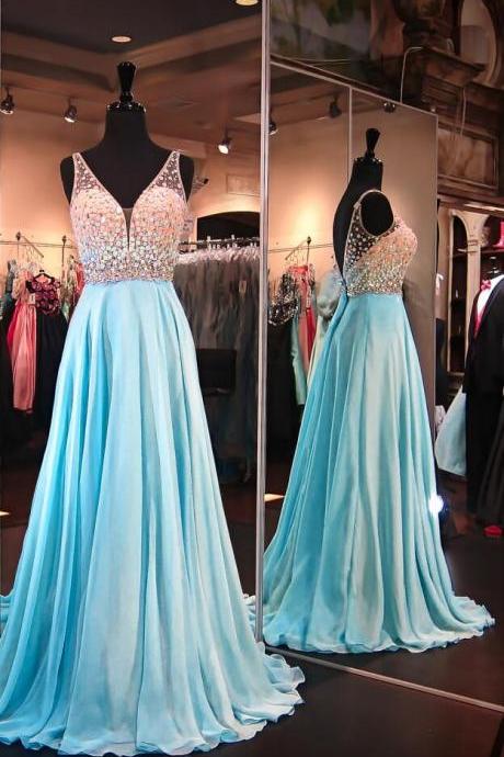 vestidos de noche largos elegantes v neck prom dresses long satin beaded blue cheap elegant prom gown robe de soiree 