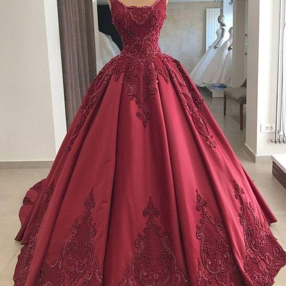 burgundy vintage prom dresses dancing party dresses lace applique boat neck elegant prom ball gown sweet 16 dresses robe de mariee