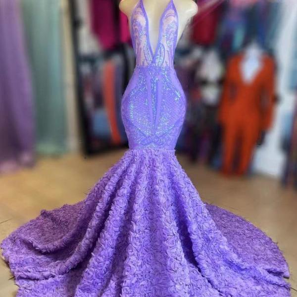 halter floral prom dresses for women fashion party dresses women sparkly applique purple elegant formal occasion dresses vestidos de ocasión formales