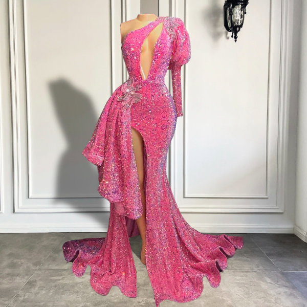 Sparkly Green Sequin Beaded Evening Dress Sexy Prom Dress Y8578 main image 1