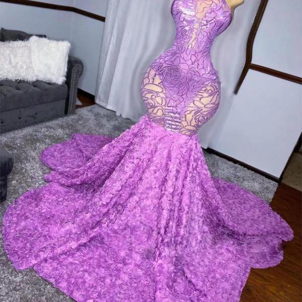 High Neck Prom Dresses 2024 Floral Lace Applique Pink Prom Gown Fashion Party Dresses Vestidos De Fiesta 2025