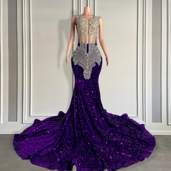 Purple Sparkly Prom Dresses 2024 Vestidos De Gala Rhinestones Diamonds Luxury Prom Gown 2025 Robes De Soiree Femme 