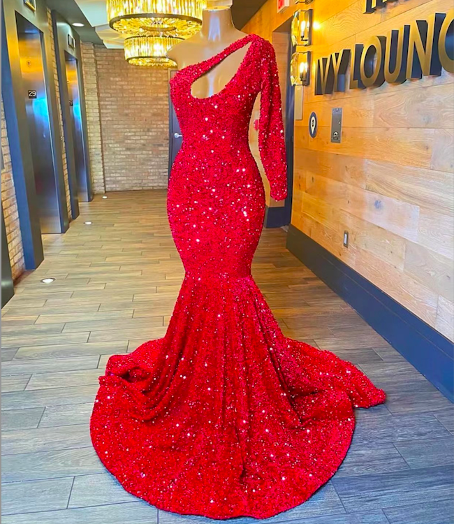 Vestido Luxo Para Festa De Gala 2023 Red Sparkly Evening Dresses For ...